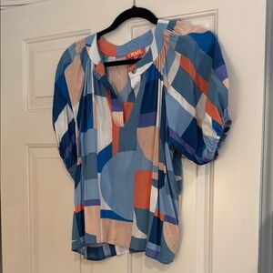 THML Geometric Blue and Orange Top Large